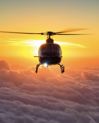An Airbus Helicopters AS350 head-on in a spectacular sunset. From Instagram user @hallvarrfrey