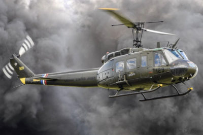 A civilian-operated UH-1 'Huey' in the colors it served in with the U.S. Army. From Instagram user tomd.jones